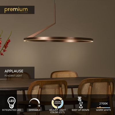 Lucide APPLAUSE - Pendant light - Ø 80 cm - LED Dim. - CCT - 1x50W 2700K/4000K - Hand Wave Sensor - Coffee - Premium